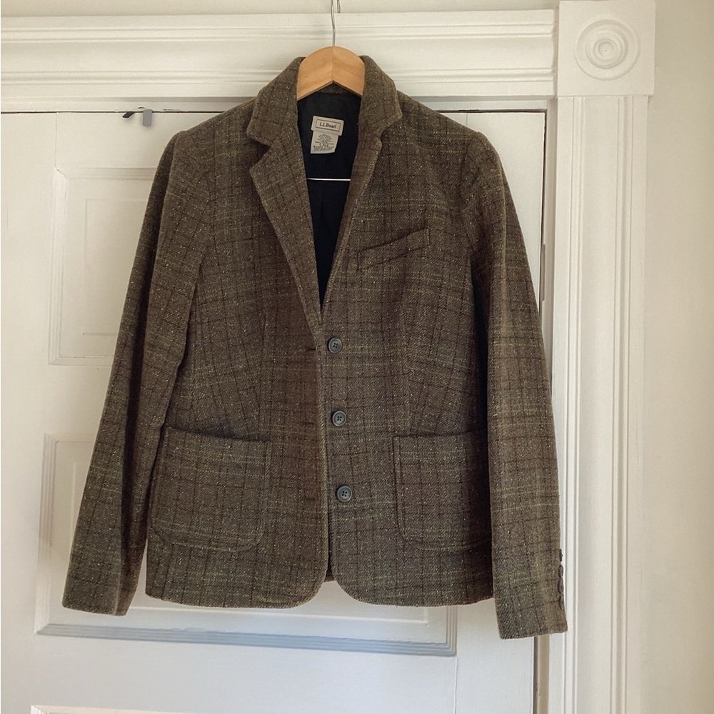 L.L. Bean Green Tweed Blazer